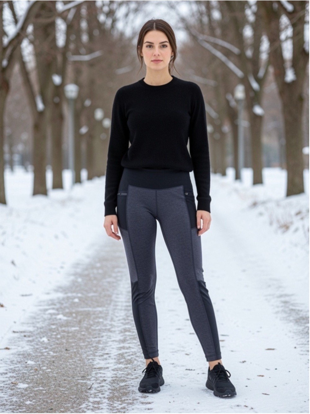 90 Degree by Reflex Fleece Lined Cargo Leggings Gray Black Large Techwear